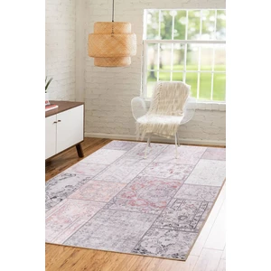 Folk Patchwork Desenli Dokuma Taban Dekoratif Gri Halı (Ba 13)