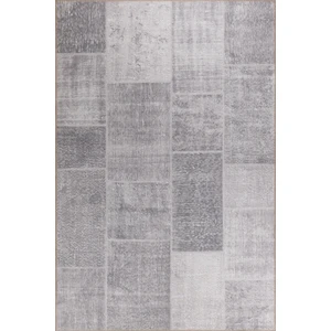 Folk Patchwork Desenli Dokuma Taban Dekoratif Gri Halı (Ba 36)