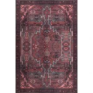 Folk Etnik Karabağ Desenli Dokuma Taban Dekoratif Bordo Halı (Ba 25)