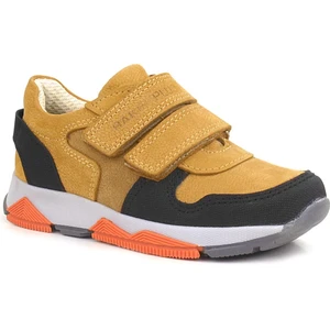 Hakiki Deri Sarı Siyah Çocuk Sneakers Spor Ayakkabı