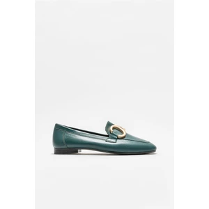 Yeşil Deri Kadın Loafer