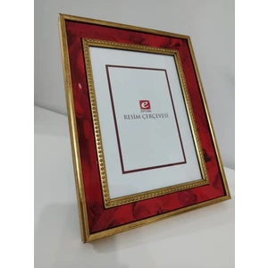 Zümrüt Renk Desenli Aynalı Altın Renk Çerçeveli Zümrüt Desenli Fotoğraf Çerçevesi