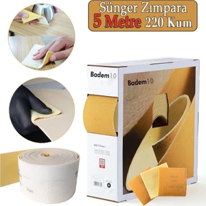 Ahşap Sünger Zımpara Kağıdı Mutfak Banyo Bulaşık Süngeri Bant Kağıt Süngerli Zımpara 5 Metre 220 Kum