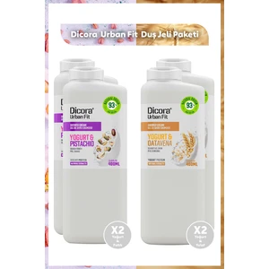 Dicora Urban Fit Yoğurt ve Pistachio Fıstık x 2 + B Vitamini Yoğurt ve Yulaf x 2 Fit Duş Jeli Paketi