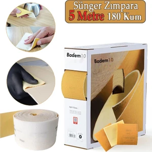 Ahşap Sünger Zımpara Kağıdı Mutfak Banyo Bulaşık Süngeri Bant Kağıt Süngerli Zımpara 5 Metre 180 Kum
