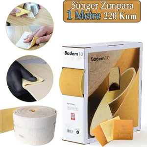 Ahşap Sünger Zımpara Kağıdı Mutfak Banyo Bulaşık Süngeri Bant Kağıt Süngerli Zımpara 1 Metre 220 Kum