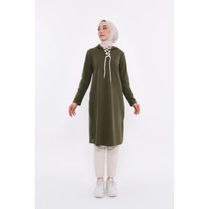 Eflin Yakadan Bağlamalı Sweatshirt - Haki