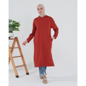 Atlas Kapüşonlu Midi Boy Sweatshirt - Kiremit