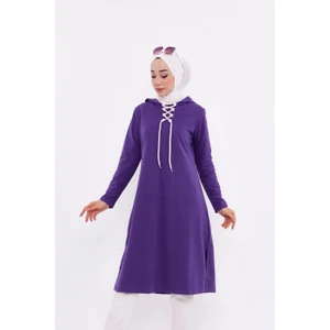 Eflin Yakadan Bağlamalı Sweatshirt - Mor