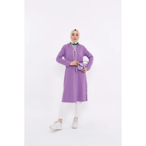 Eflin Yakadan Bağlamalı Sweatshirt - Leylak