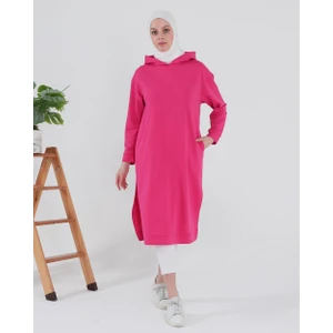 Atlas Kapüşonlu Midi Boy Sweatshirt - Fuşya