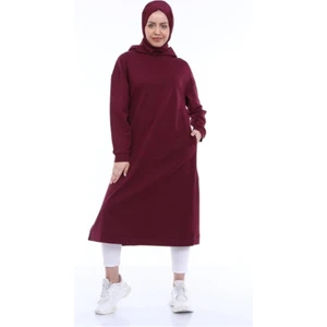 Atlas Kapüşonlu Midi Boy Sweatshirt - Mürdüm
