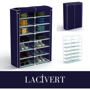 Iki Bölmeli Plastik Çok Raflı Bez Dolap Bez Ayakkabılık Kumaş Gardırop