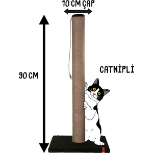 90CM Catnipli Kalın Borulu Dev Tırmalama Tahtası Minder Yüzey Yeşil