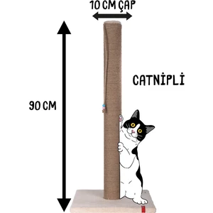 90CM Catnipli Kalın Borulu Dev Tırmalama Tahtası Minder Yüzey Krem