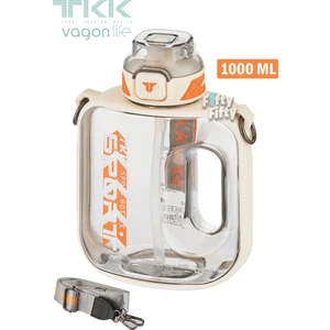 Tkk 1000 ml Çift Kullanım Pipetli rahat Içim Bpa Içermeyen Askılı Tritan Su Matarası FFTKK1022 1000