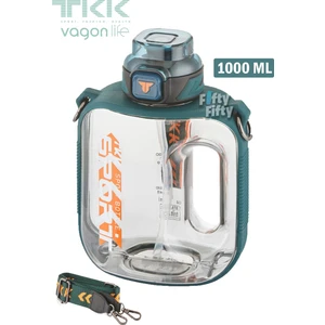 Tkk 1000 ml Çift Kullanım Pipetli rahat Içim Bpa Içermeyen Askılı Tritan Su Matarası FFTKK1022 1000