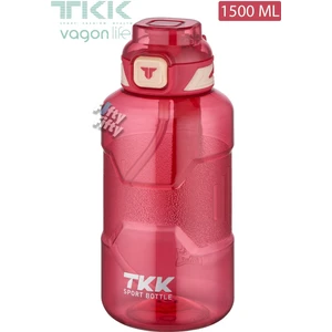 Tkk 1500 ml Çift Kullanım Pipetli rahat Içim Bpa Içermeyen Askılı Tritan Su Matarası FFTKK1021 1500