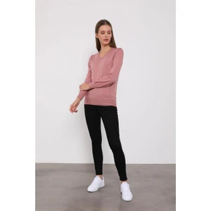 V Yaka Gül Kurusu Triko