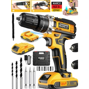 Marco Life Germany 58 V 12 Ah Çelik Şanzuman Bakır Sargılı Çift Akülü Şarjlı Matkap Vidalama Set Hediye