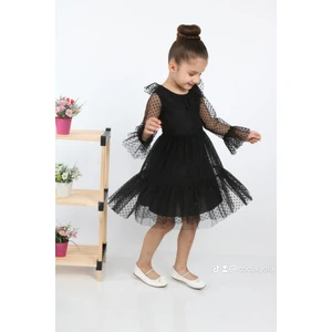 Çocuk Yolu Kids Çocukyolukids Puantiyeli Tüllü Siyah Kız Çocuk Elbise A1111141111015