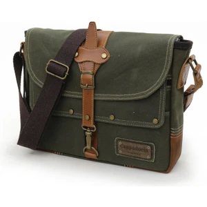 Cappadocia Vintage 4046 Olympos Omuz Postacı Okul Evrak Seyahat Haki Yeşil Suya Dayanıklı Mumlu Kanvas Laptop Çantası