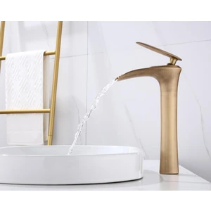 Lavabo Bataryası Çanak Lavabo Musluğu Mat Gold Batarya Şelale Musluk