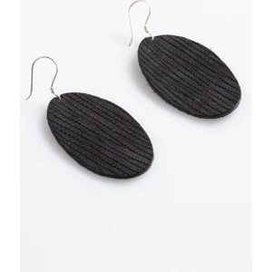 Kadın Küpe Çelik Kancalı Deri Oval Model