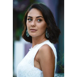 Kadın Küpe Çelik Kancalı Deri Oval Model