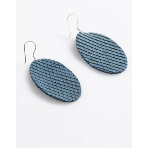 Kadın Küpe Çelik Kancalı Deri Oval Model