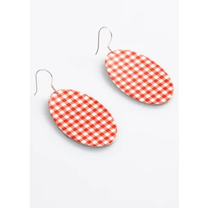 Kadın Küpe Çelik Kancalı Deri Oval Model