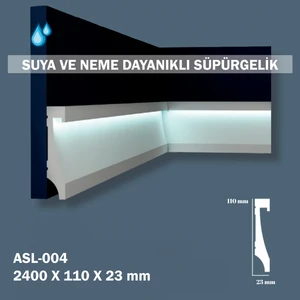 11 cm Polimer Beyaz Ledli Lake Süpürgelik, Boyanabilir Suya Darbeye Dayanıklı LED Kanallı Süpürgelik Modelleri ( 1 Adet Sipariş 240 Cm'dir)