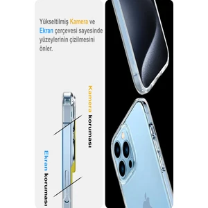 Case World Apple iPhone 15 Pro Max Kapak Şeffaf Süper Silikon Kılıf