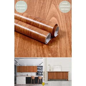 Kendinden Yapışkanlı 60×100 cm Kahve Ahşap Görünüm Mutfak Dolap Masa Kaplama Duvar Kağıdı