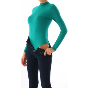 Kadın Viskon Boğazlı Kopçalı Zıbın Body-Yeşil
