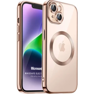 Apple iPhone 14 Plus Kılıf Magsafe Luxury Electroplate Rose Gold
