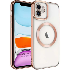 Apple iPhone 11 Kılıf Magsafe Luxury Electroplate Rose Gold