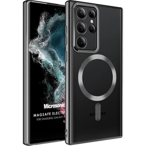 Samsung Galaxy S22 Ultra Kılıf Magsafe Luxury Electroplate Siyah