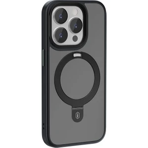 iPhone 15 Pro Max Uyumlu Kılıf Wiwu ZMM-010 Magsafe Şarj Özellikli Mat Arka Yüzey Stand Kapak Siyah