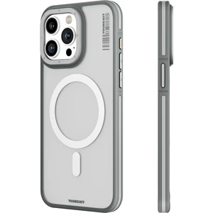 iPhone 15 Pro Uyumlu Kılıf Magsafe Şarj Özellikli Youngkit Rock Sand Serisi Kapak Gri
