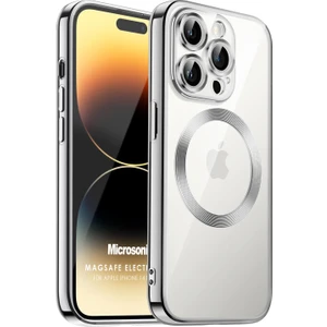 Apple iPhone 14 Pro Kılıf Magsafe Luxury Electroplate Gümüş