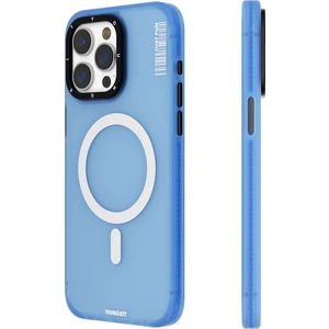 iPhone 15 Pro Max Uyumlu Kılıf Magsafe Şarj Özellikli Youngkit Colored Sand Serisi Kapak Mavi