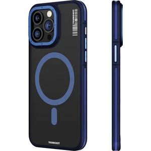 iPhone 15 Pro Max Uyumlu Kılıf Magsafe Şarj Özellikli Youngkit Rock Sand Serisi Kapak Mavi