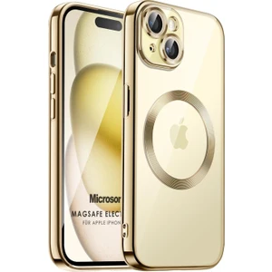 Apple iPhone 15 Plus Kılıf Magsafe Luxury Electroplate Gold