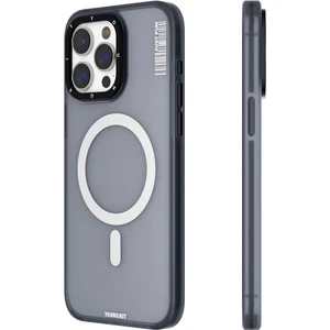 iPhone 15 Pro Max Uyumlu Kılıf Magsafe Şarj Özellikli Youngkit Colored Sand Serisi Kapak Siyah