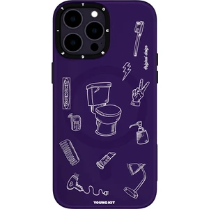 iPhone 14 Pro Max Uyumlu Kılıf Magsafe Şarj Özellikli Desenli Youngkit Plaything Serisi Kapak Mor