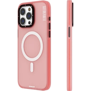 iPhone 15 Pro Max Uyumlu Kılıf Magsafe Şarj Özellikli Youngkit Colored Sand Serisi Kapak Pembe