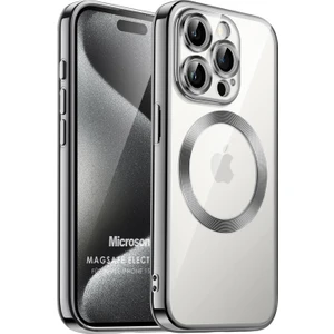 Apple iPhone 15 Pro Max Kılıf Magsafe Luxury Electroplate Koyu Gri