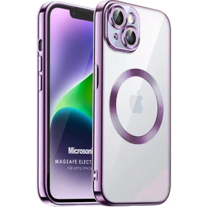 Apple iPhone 14 Plus Kılıf Magsafe Luxury Electroplate Lila