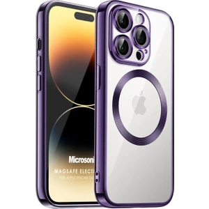 Apple iPhone 14 Pro Max Kılıf Magsafe Luxury Electroplate Mor